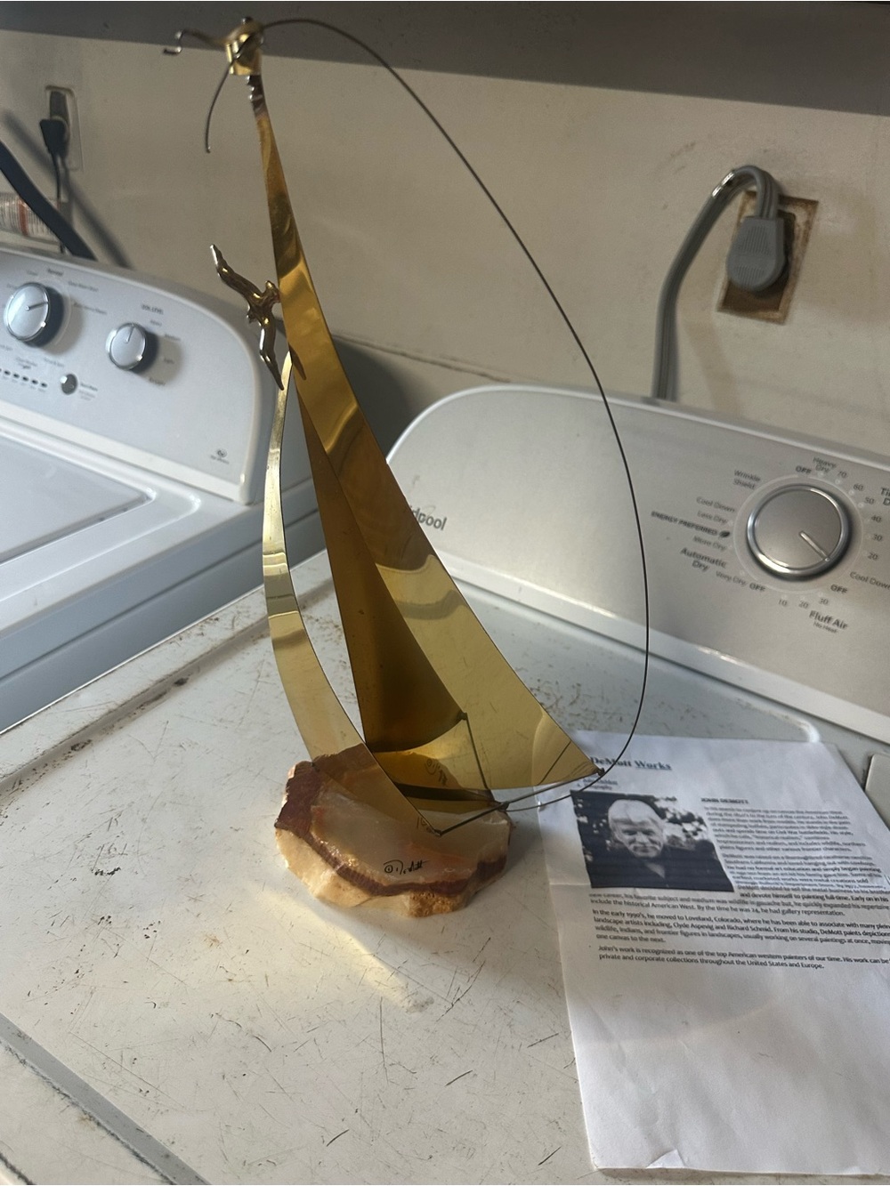Brass Sailboat Table Sculpture - Gold Decorative Accent